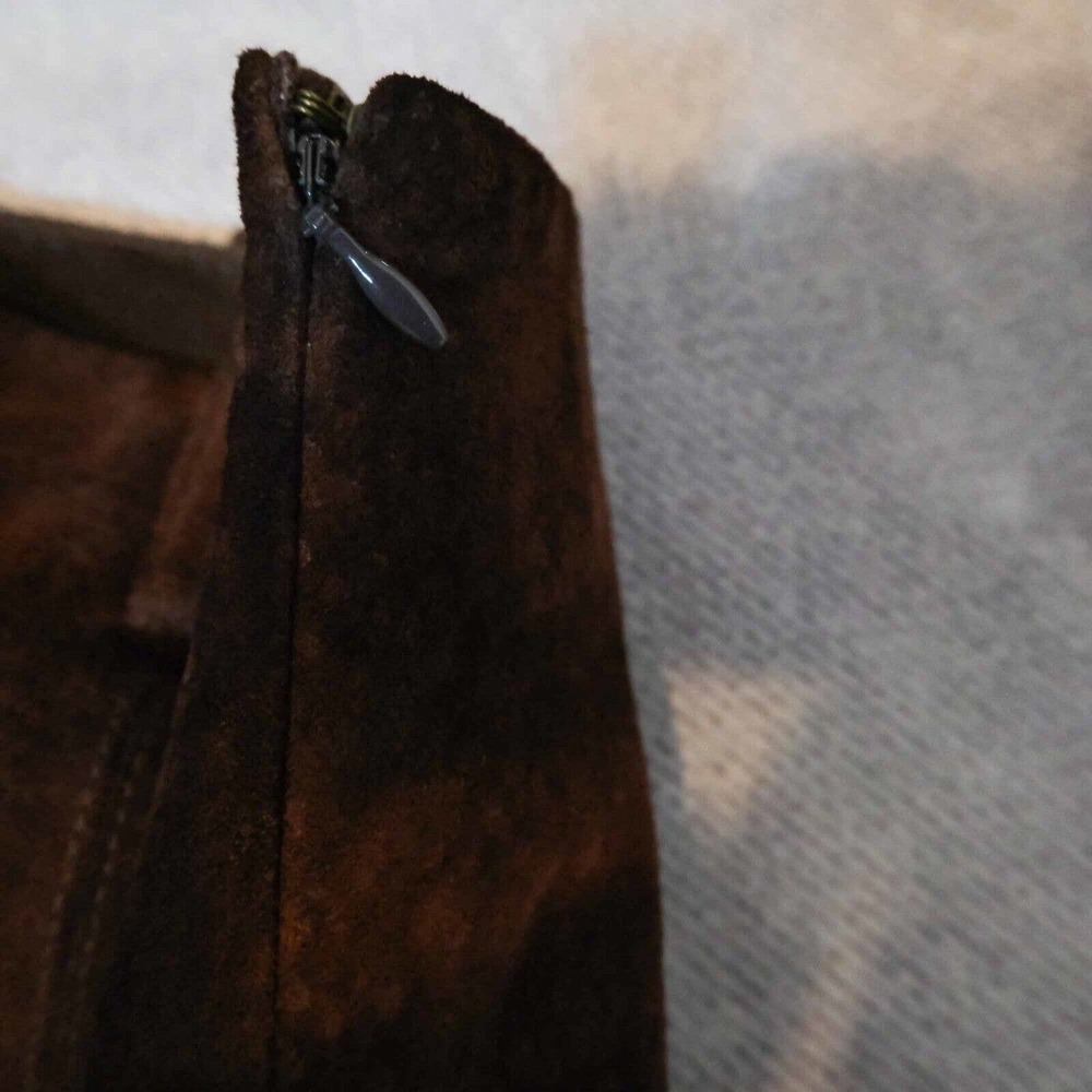Garson Suede Womens Skirt 16 Knee Length Seems Fallcore Minimalist Casual Luxury - Picture 7 of 15